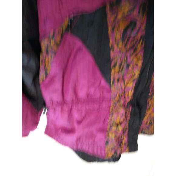 Vtg 80s Nike Track Jacket Women M Black Maroon Bold Pattern Festival Windbreaker - Picture 3 of 8